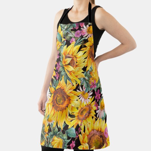 Aquarellsonnenblumen Sommer Vintag nahtloser Fleck Schürze (InSitu)