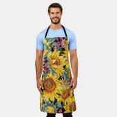 Aquarellsonnenblumen Sommer Vintag nahtloser Fleck Schürze (Getragen)