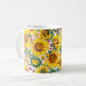 Aquarellsonnenblumen Sommer Vintag nahtloser Teil Kaffeetasse (Vorderseite Links)