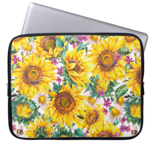 Aquarellsonnenblumen Sommer Vintag nahtloser Teil Laptopschutzhülle