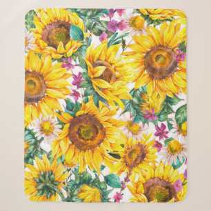 Aquarellsonnenblumen Sommer Vintag nahtloser Teil Sherpadecke