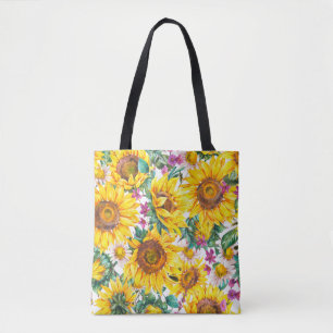 Aquarellsonnenblumen Sommer Vintag nahtloser Teil Tasche