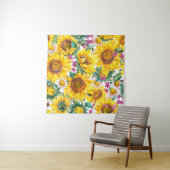 Aquarellsonnenblumen Sommer Vintag nahtloser Teil Wandteppich (Beispiel)