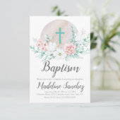 AquarellSpring Taufe Floral Baby Dedication Einladung (Stehend Vorderseite)