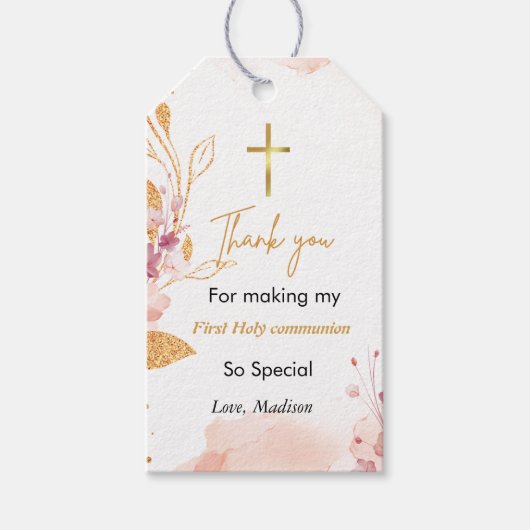 Aquarellspritzch Erste heilige Kommune Vielen Dank Geschenkanhänger (Vorderseite)