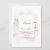 Aquarellspritzen und Blume n3 | Taufe Einladung (Vorderseite)