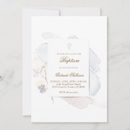 Aquarellspritzen und Blume n6 | Taufe Einladung