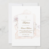 Aquarellspritzen und Blume n9 | Taufe Einladung (Vorderseite)