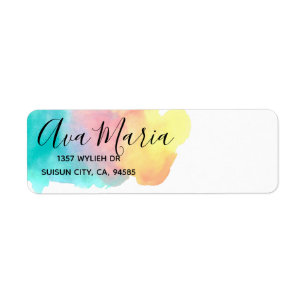 Aquarellspritzenregenbogenfarben-Rückkehraufklebe