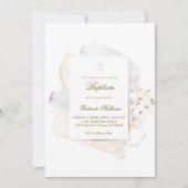 Aquarellspritzungen und Blume n5 | Taufe Einladung (Vorderseite)