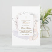 Aquarellspritzungen und Blume | Taufe Einladung (Stehend Vorderseite)