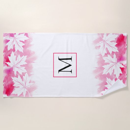 Aquarellspülen und Monogramm Strandtuch (Vorderseite)