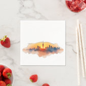 Aquarellstadt Skyline bei Sunset Serviette (Beispiel)