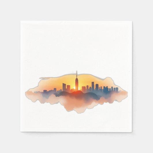 Aquarellstadt Skyline bei Sunset Serviette (Vorderseite)