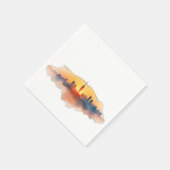 Aquarellstadt Skyline bei Sunset Serviette (Ecke)