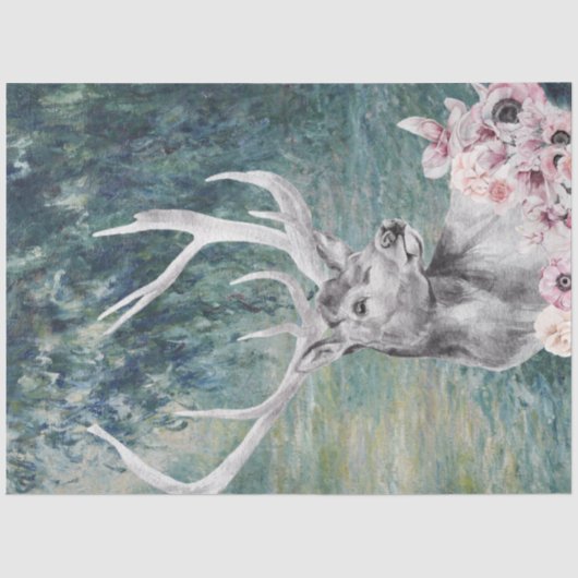 Aquarellstag am Monet's Morning Seine Seidenpapier (Vorderseite)