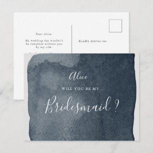 Aquarellstahl blaue Waschbräute Einladung Postkarte