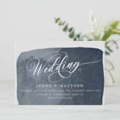 Aquarellstahlblau waschen Moderne Hochzeit Einladung (Stehend Vorderseite)