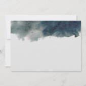 Aquarellstahlblau waschen Moderne Hochzeit Einladung (Rückseite)