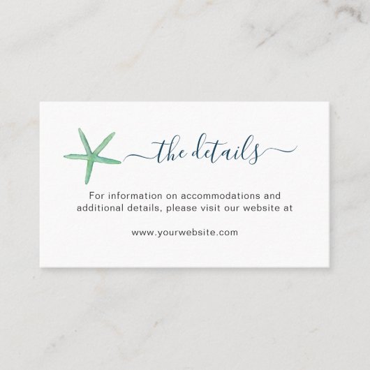 Aquarellstar Beach Hochzeitskarte Platzkarte (Vorderseite)