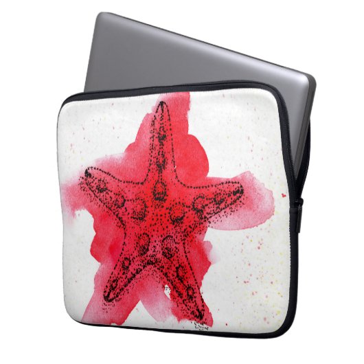 AquarellStarfish Laptopschutzhülle (Vorderseite Links)