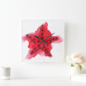 AquarellStarfish Quadratische Wanduhr (Zuhause)