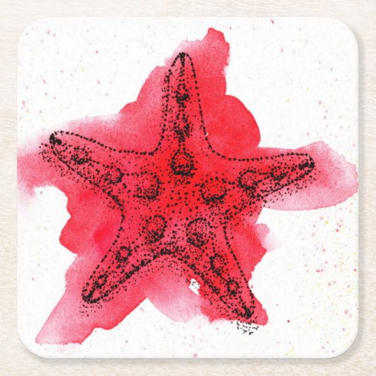 AquarellStarfish Rechteckiger Pappuntersetzer (Vorderseite)
