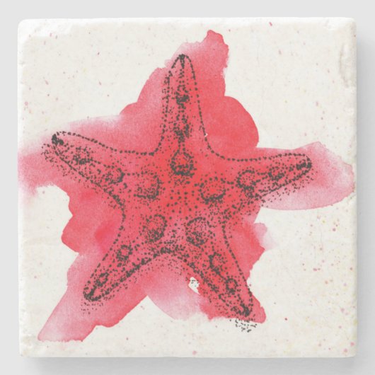 AquarellStarfish Steinuntersetzer (Vorderseite)