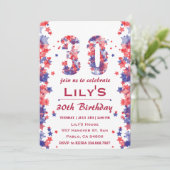 Aquarellstars 4. Juli 30. Geburtstag Einladung (Stehend Vorderseite)