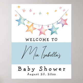 Aquarellstars Baby Dusche Willkommenspender Poster