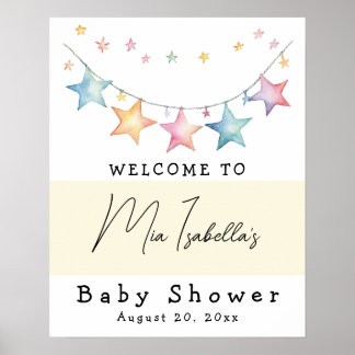 Aquarellstars Baby Dusche Willkommenspender Poster