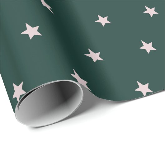 Aquarellstars Modernes Grün Geschenkpapier (Rolleneckpunkt)