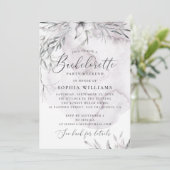 Aquarellstaub lila blumenreicher Junggeselinnen-Ab Einladung (Stehend Vorderseite)