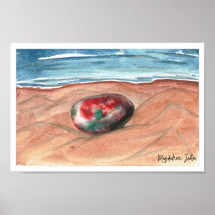 Aquarellstein am Ostseestrand Poster