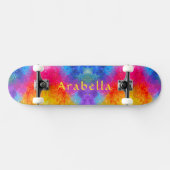 Aquarellsteine - Blau, Lila, rosa Gelb Skateboard (Horizontal)