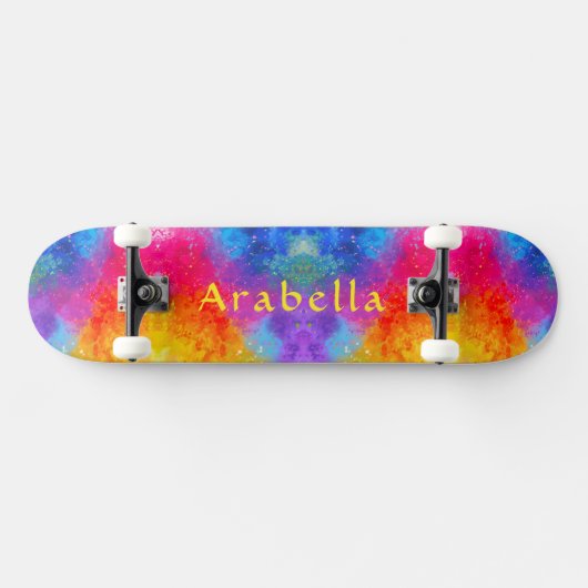Aquarellsteine - Blau, Lila, rosa Gelb Skateboard (Horizontal)