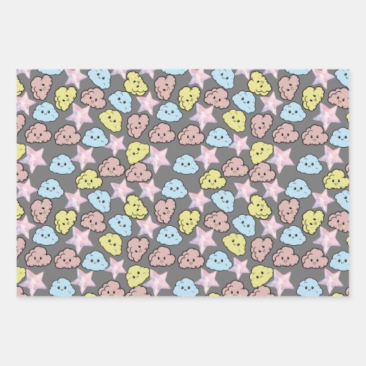 Aquarellsteine und Cloud-Muster Geschenkpapier Set (Vorderseite 3)