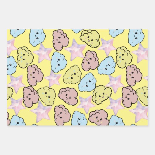 Aquarellsteine und Cloud-Muster Geschenkpapier Set (Vorderseite 2)