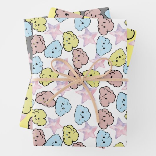 Aquarellsteine und Cloud-Muster Geschenkpapier Set (Beispiel)