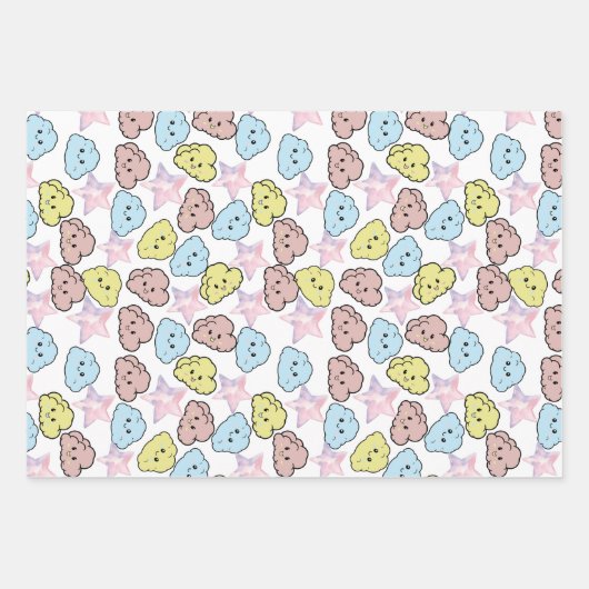 Aquarellsteine und Cloud-Muster Geschenkpapier Set (Vorderseite)