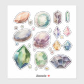 Aquarellsteine und Wertvolle Edelsteine Aufkleber (Blatt)