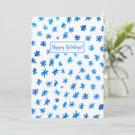 Aquarellsterne - blau feiertagskarte (Stehend Vorderseite)