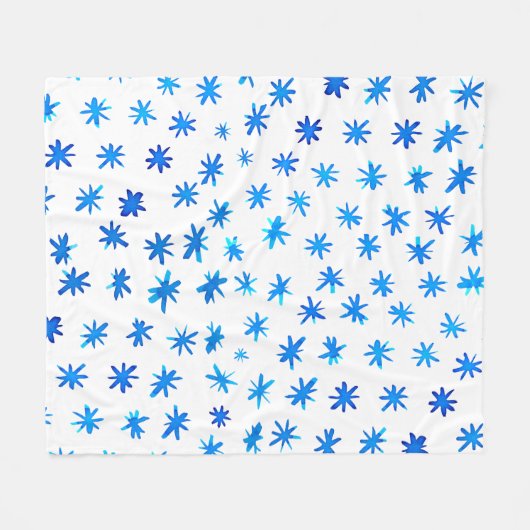 Aquarellsterne - blau fleecedecke (Vorderseite (Horizontal))