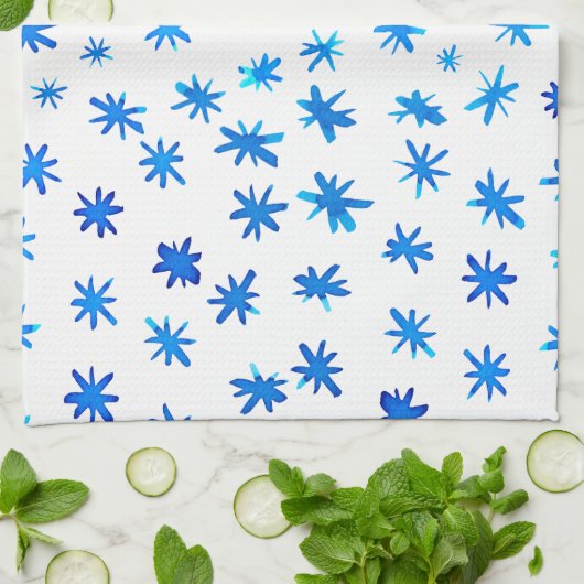 Aquarellsterne - blau geschirrtuch (Gefaltet)