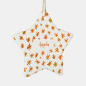 Aquarellsterne mit Namen - orange Keramik Ornament (Rechts)