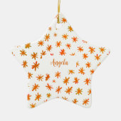 Aquarellsterne mit Namen - orange Keramik Ornament (Vorne)