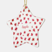 Aquarellsterne mit Namen - rot Keramik Ornament (Links)