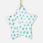 Aquarellsterne mit Namen - Türkis Keramik Ornament (Links)