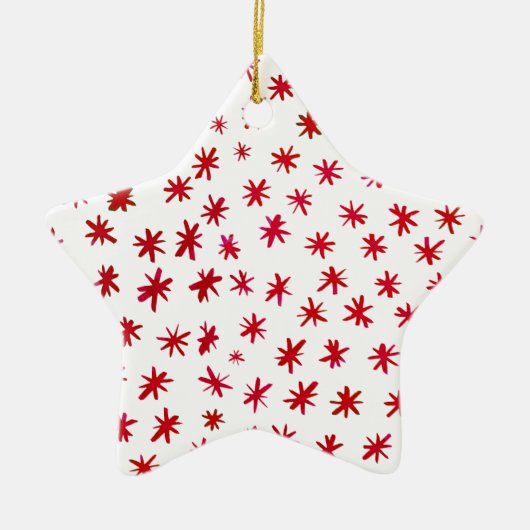 Aquarellsterne - Rote Keramik Ornament (Vorne)
