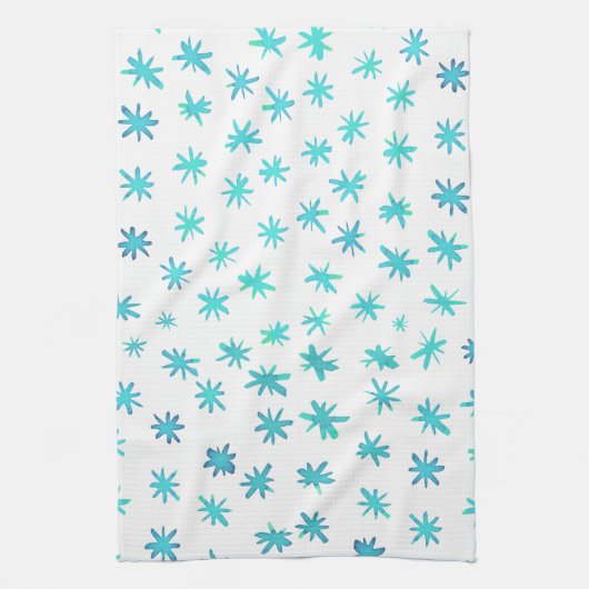 Aquarellsterne - Türkis Geschirrtuch (Vertikal)